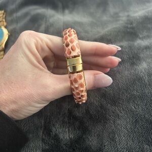 Elegant Gold and Coral Textured Bracelet